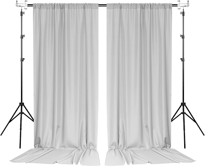 MYSKY HOME Light Grey Backdrop Curtains for Parties, Weddings, Stage - 5ft x 10ft, 2 Panels