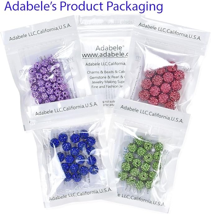 50pcs Adabele Grade A Suncatcher Crystal Rhinestone Pave Loose Beads 8mm Clear White Polymer Clay Disco Ball Spacers Compatible with Shamballa All Craft Jewelry Making DB8-1