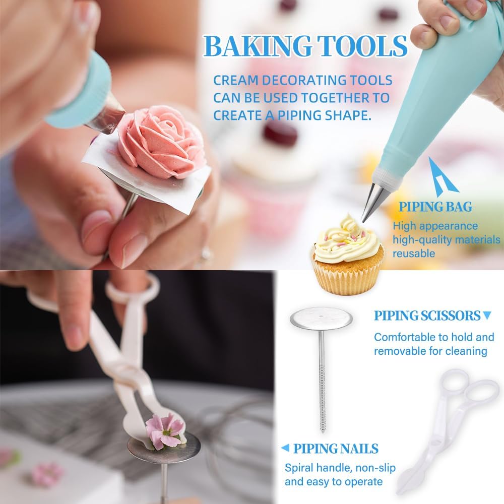 79PCS Cake Decorating Kit with Revolving Cake stand Turntable for Beginner | Includes Piping Tips and Bags Set,Spatulas,Icing Comb Scraper,Leveler,Cake Tool Baking Supplies