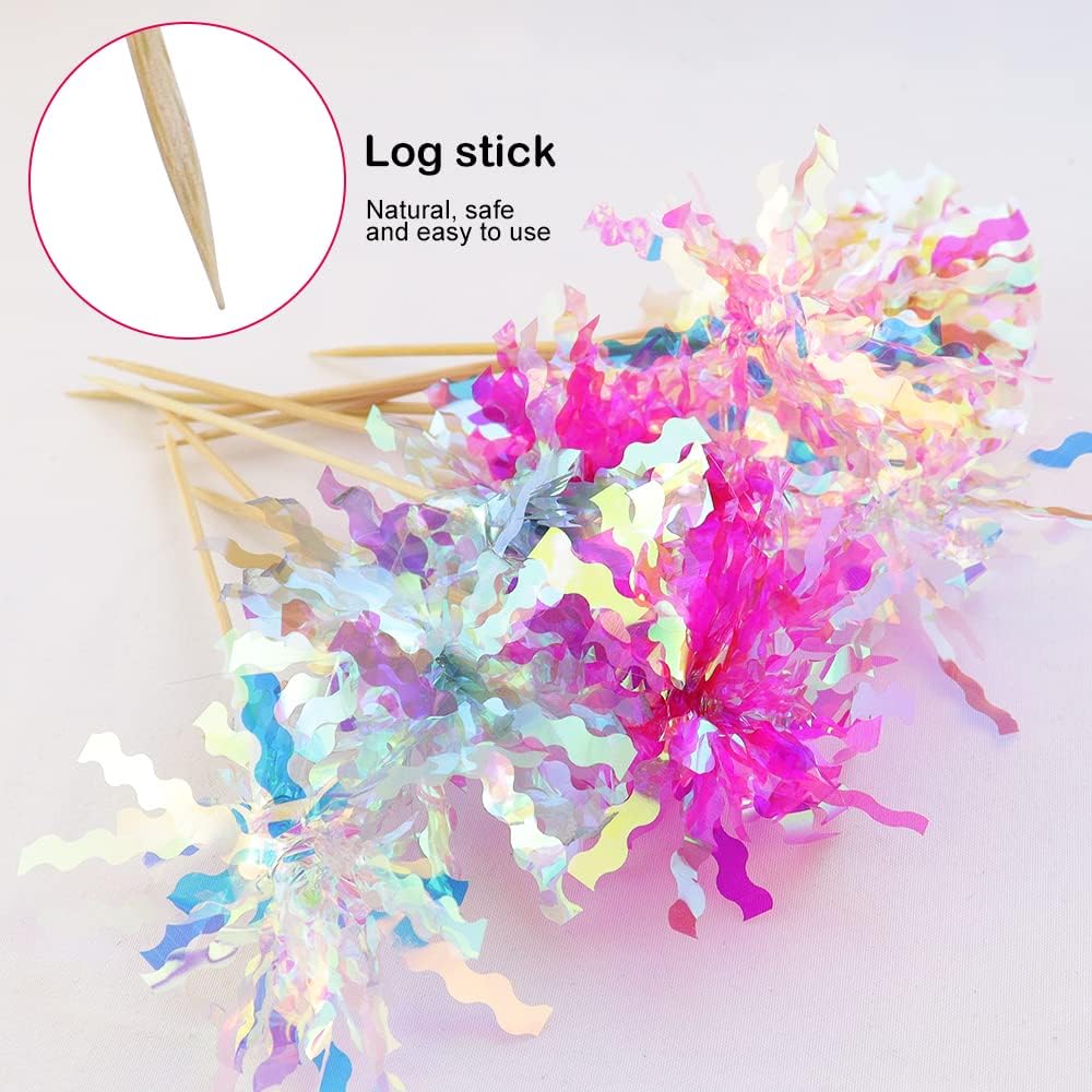 10 Pcs Happy Birthday Toppers, Sparkle Foil Cupcake Picks for Party | Foil Firework, Sparkle Tinsel, Drink Stirrers, Flowers Cake Decoration, Cocktail Food Fruit Toothpick