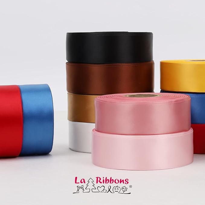 LaRibbons 1 1/2 Inch 50 Yard Double Faced Satin Ribbon,Dust Pink Satin Craft Fabric Ribbon for Gift Wrapping Floral Bouquets Wedding Party Decoration