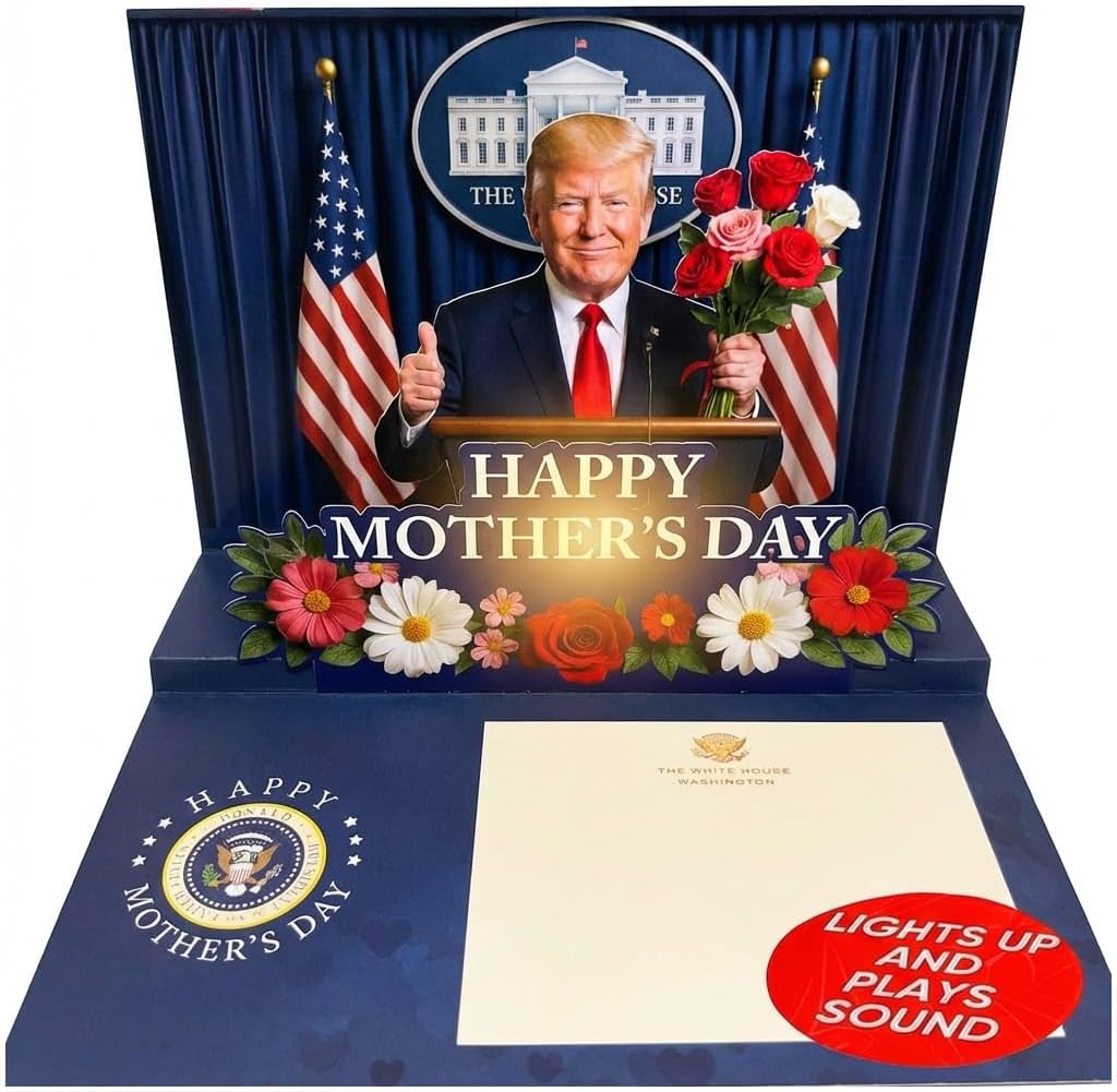 Talking Donald Trump Mothers Day Card - Plays Trump's Real Voice - Pop Up with Lights & Sound, Funny 3D Pop Up Card - Novelty Mothers Day Gifts for Mom or Wife from Son, Daughter or Dad (Podium)