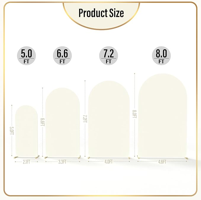 LEBENGURU Upgraded 7.2FT Wedding Arch Cover, Beige Spandex Fitted Arch Backdrop Cover, Round Top Chiara Stand Covers for Birthday Party Baby Shower Banquet Balloon Décor