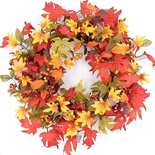 idyllic 20 inch fall wreath for front door, view 9
