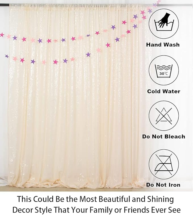 ShiDianYi Sequin-Backdrop Ivory 2 Panels 4FTx6FT Sparkle Wedding & Birthday Backdrop