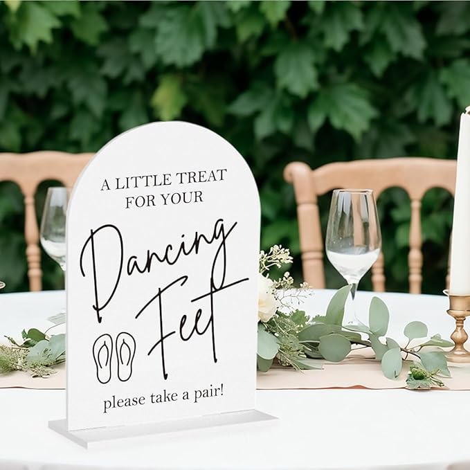 Dancing Feet Sign, Wedding Flip Flops Sign, Wedding Engagement Bridal Shower Reception Party Table Desk Acrylic Decor