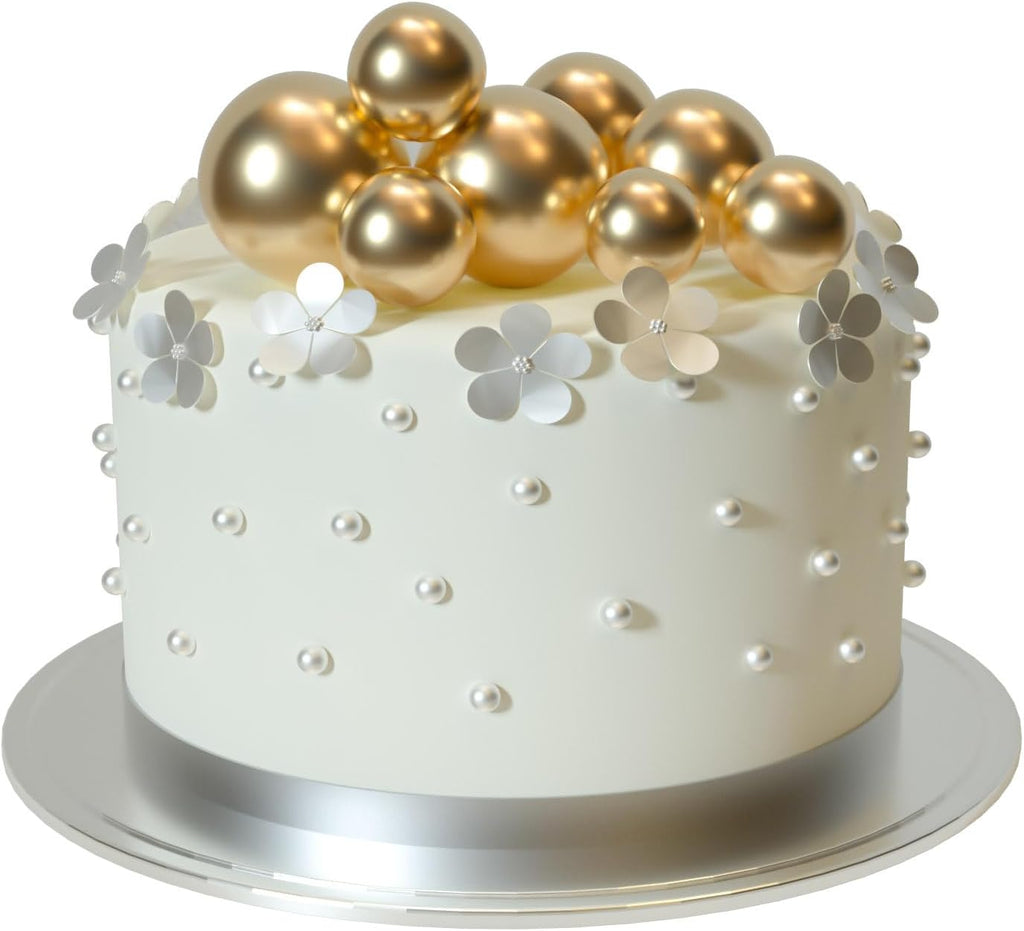 ASTARON 20 Pcs Ball Cake Topper Decorations Mini Balloons Cake Topper Sticks Gold Cake Picks Cake Balls for Graduation Wedding Birthday Cake Decorations