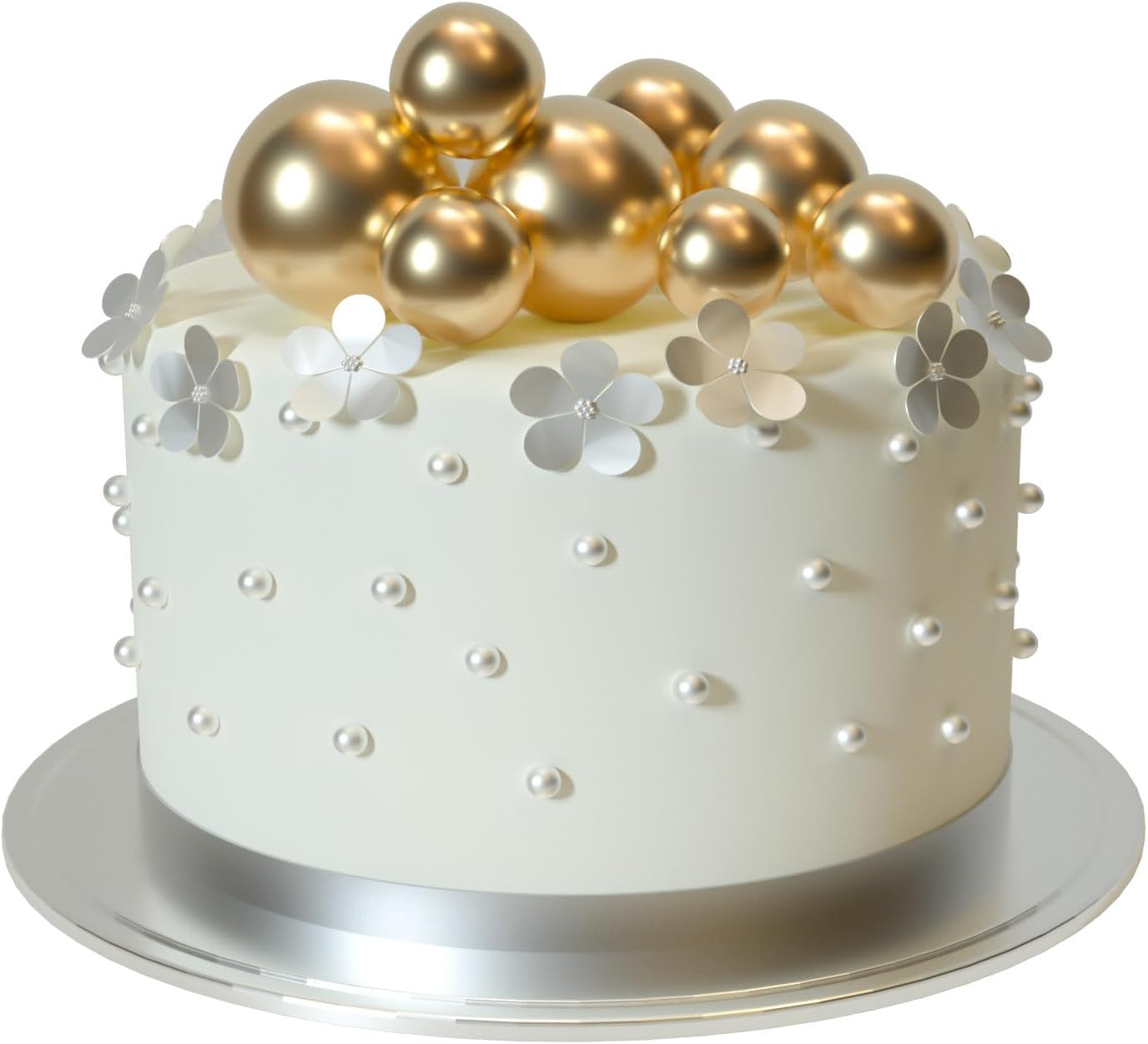ASTARON 20 Pcs Ball Cake Topper Decorations Mini Balloons Cake Topper Sticks Gold Cake Picks Cake Balls for Graduation Wedding Birthday Cake Decorations