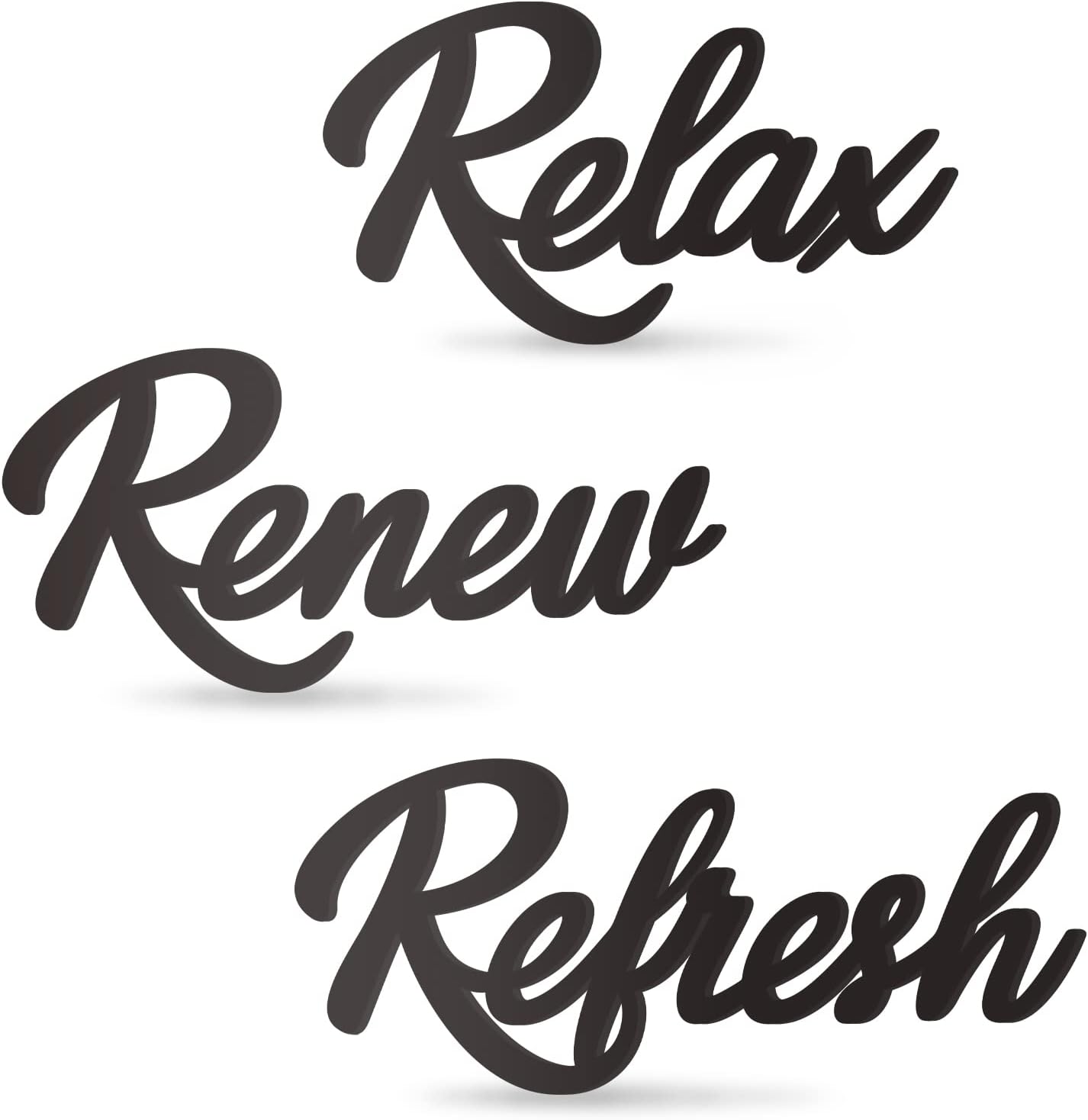 3 Pieces Bathroom Decor Black Wooden Bath Room Sign Bathroom Wall Art Farmhouse Relax Renew Refresh Sign (black)