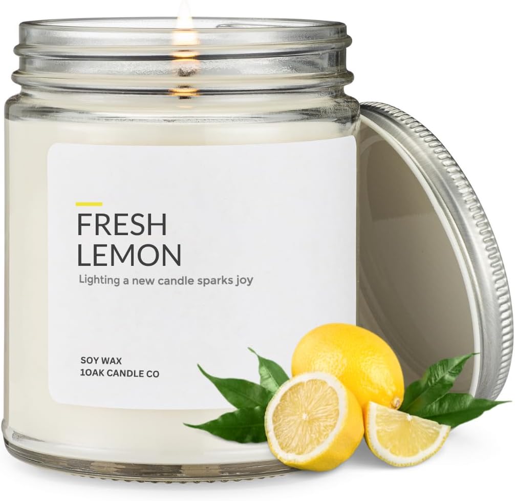1OAK Lemon Candle - Citrus Candles for Home, Kitchen, & Summer - Fruity Candles Scented - Long Burning Premium Soy Wax Candle - Hand-Poured (7oz.)