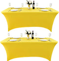 2-Pack 6ft Spandex Table Covers for Rectangle Standard Folding Tables - Wrinkle Resistant Stretch Tablecloths - Ultimate Fitted Table Protector for Parties, Trade Shows, Banquet