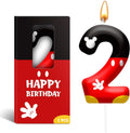 Cartoon Mouse Birthday Candle Number 2, Cake Party Decoration | Red Black Mouse Number 2 Cake Candle Topper, Decor For Birthday, Anniversary, Graduation And Summer Party Supplies