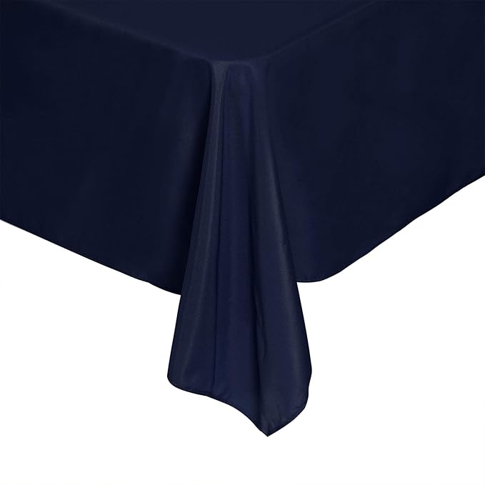 Rectangle Tablecloth 90x156 inch Washable Polyester Fabric Table Cloth for Wedding Party Dining Banquet Decoration（90x156, Navy）