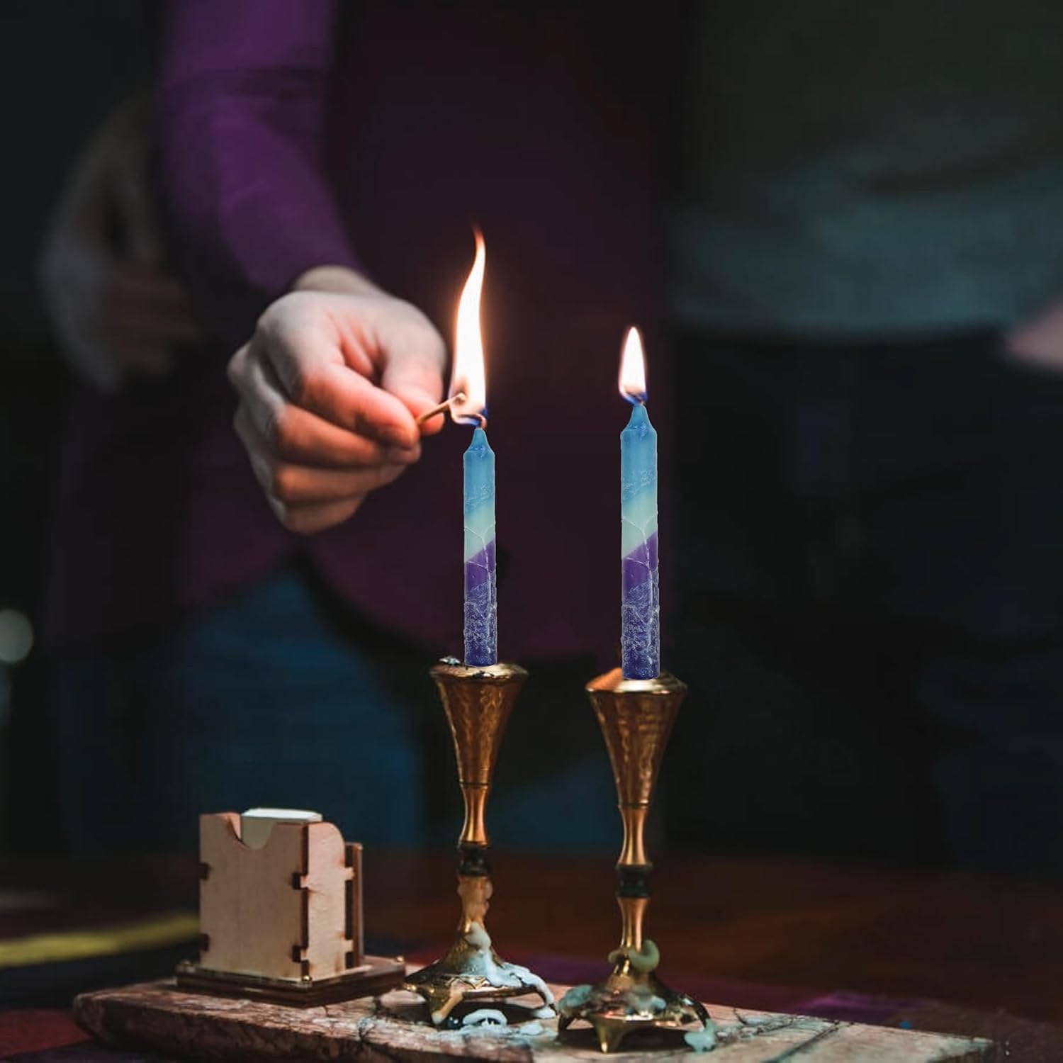 Majestic Giftware Safed Candles 12-Pack - Shabbat Shabbos Candles | 5 inch Dripless Handcrafted Traditional | Fits Standard Holders (Fantasy Blue)