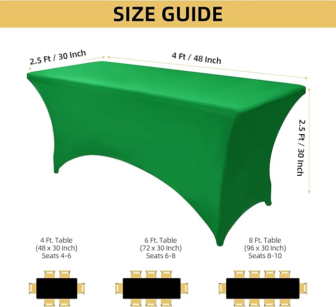 2-Pack 4ft Spandex Table Covers for Rectangular Folding Tables - Wrinkle Resistant Stretch Tight Table Cloths - Ultimate Fitted Table Protector for Parties, Banquet, and Wedding