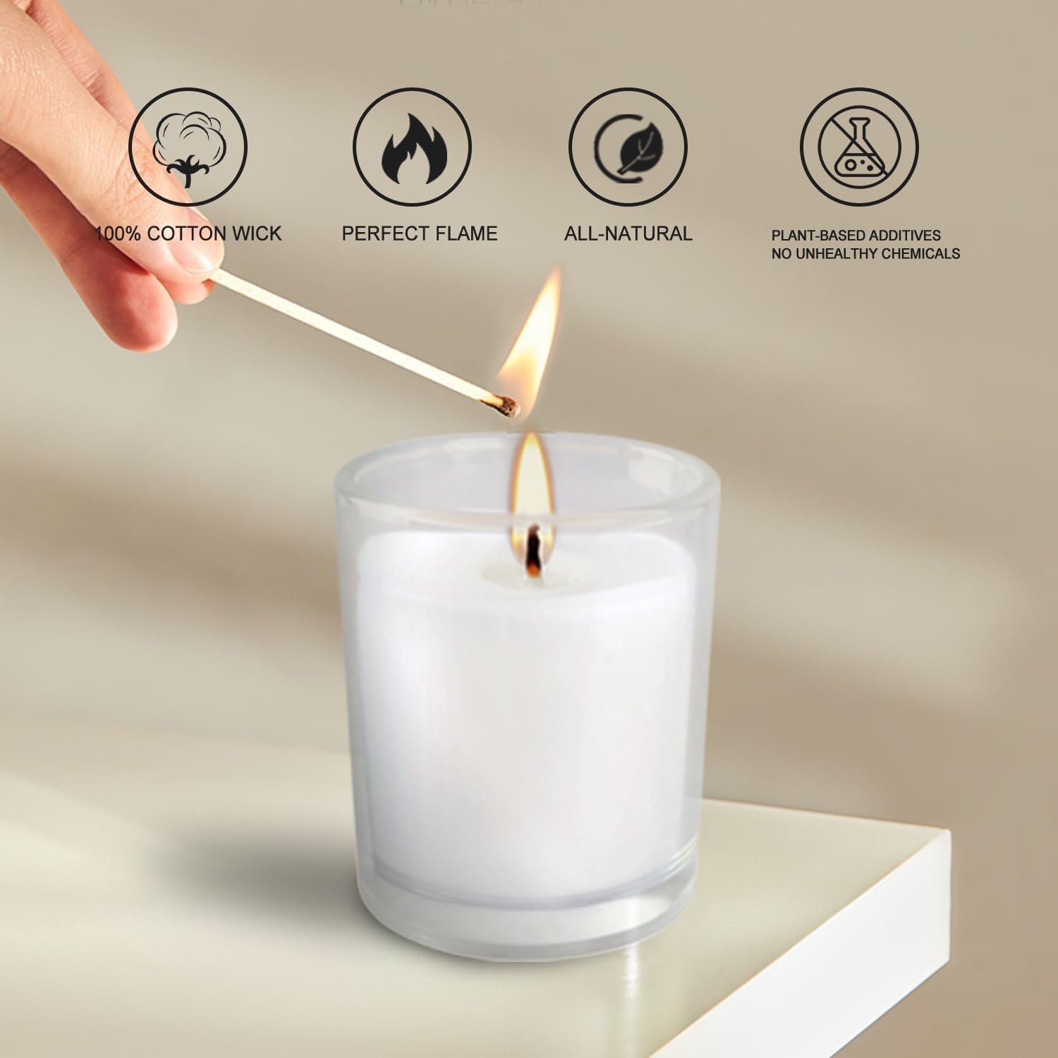 20 Pack Unscented White Clear Glass Filled Votive Candles | Soy Wax, Smokeless, Hand Poured Wax Candles Ideal for Aromatherapy, Spa, Weddings, Birthdays, Holidays & Party Decor