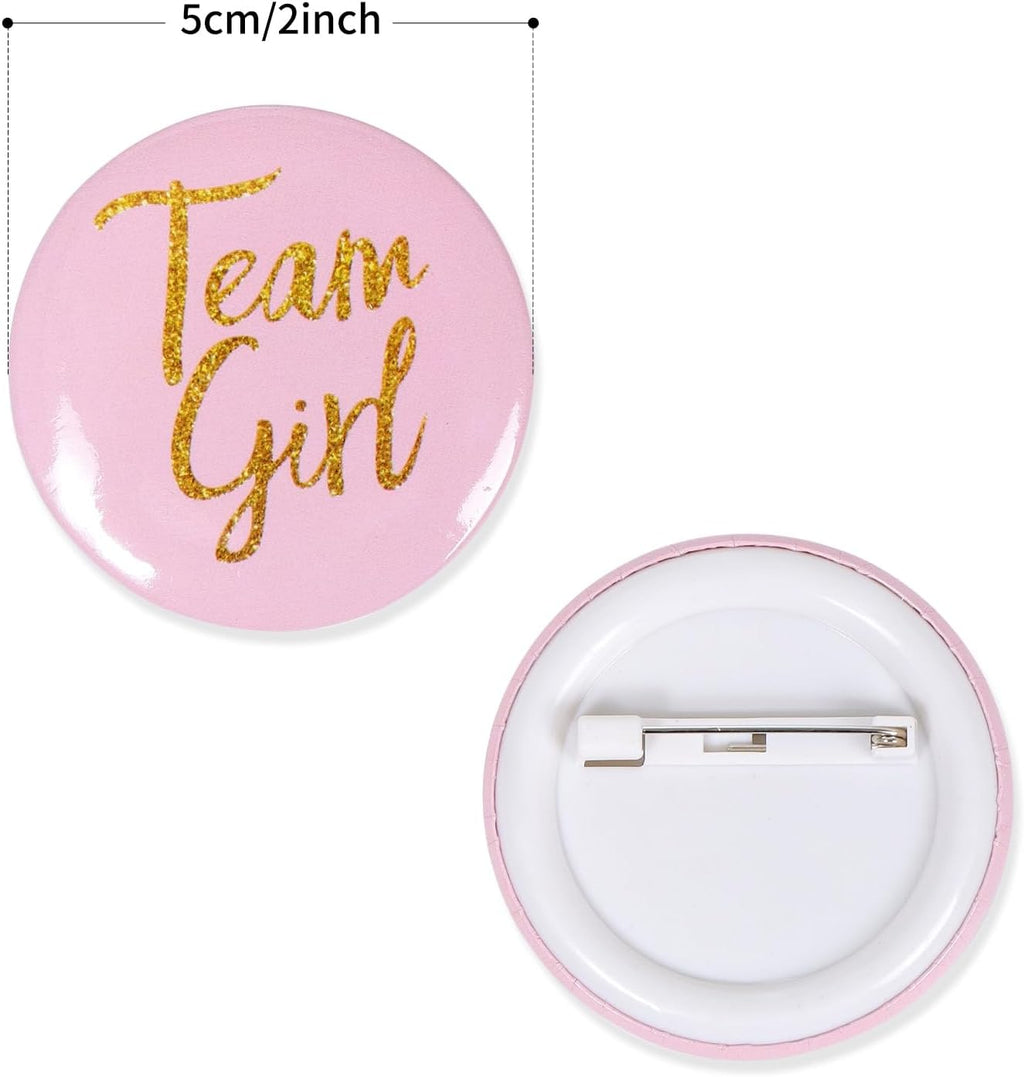 Gender Reveal Button Pins 30 Pcs, Team Boy Girl Button Pins, Pink blue Button Pin for Baby Shower Party Favors Gender Reveal Party Supplies