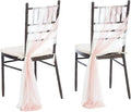 Ling's moment Wedding Chair Sashes Cover Aisle Decorations Draping Fabric Wrinkle-Free with Tie 16 Pcs Blush Pink & White for Party Ceremony Reception Floral Arrangement Banquet Outdoor Decor