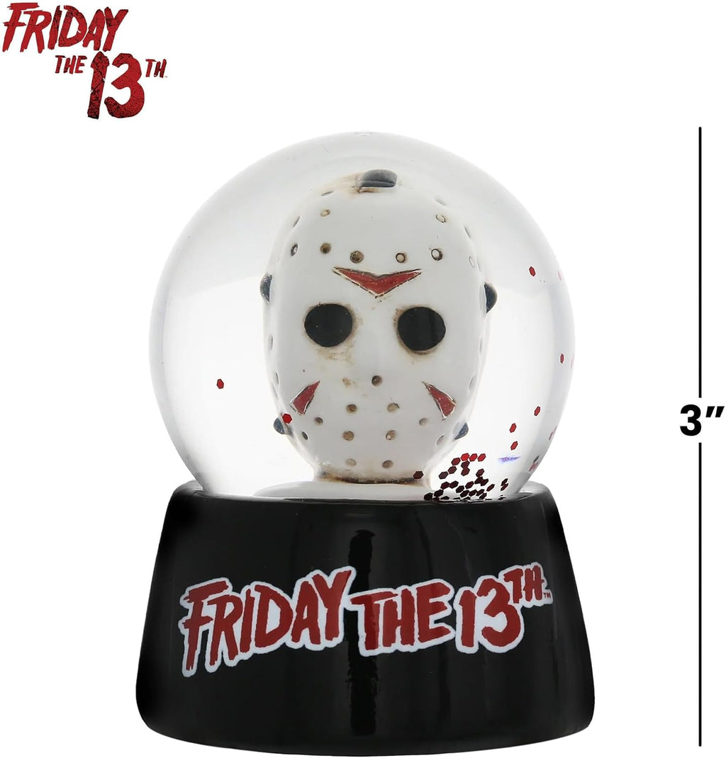 Friday the 13th Jason's Mask 3-Inch Mini Snow Globe with Swirling Glitter Display Piece | Horror Movie Collectible Keepsake