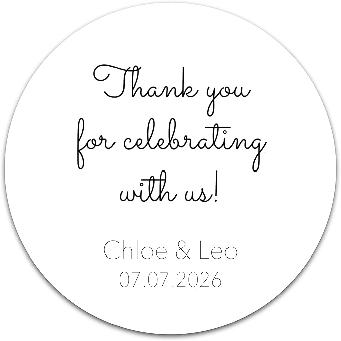 Personalized Wedding Stickers - Custom Wedding Envelope Seals for Invitations, Thank You Cards, and Save The Date (50-1000 Stickers) (Playful Celebration)