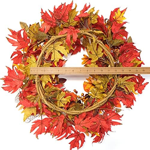 idyllic 20 inch fall wreath for front door, close-up detail
