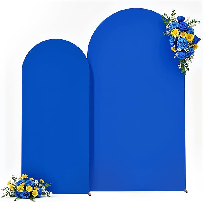 Royal Blue Arch Backdrop Cover for Wedding, 7.2FT 6FT Set of 2 Stretchy Spandex Fitted Arch Stand Cover for Baby Shower, Birthday Party Decor, Chiara Backdrop Cover with Double-Sided Design