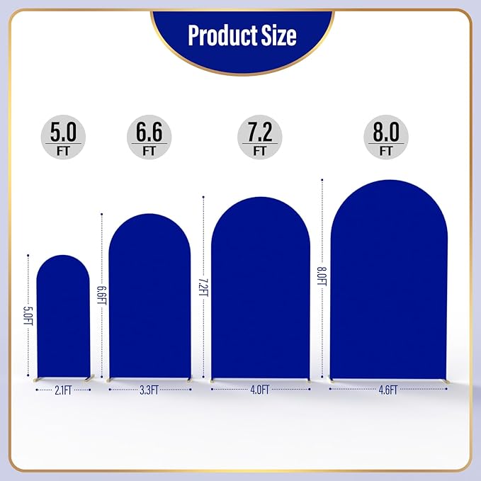 LEBENGURU Upgraded 7.2FT Wedding Arch Cover, Royal Blue Spandex Fitted Arch Backdrop Cover, Round Top Chiara Stand Covers for Birthday Party Baby Shower Banquet Balloon Décor