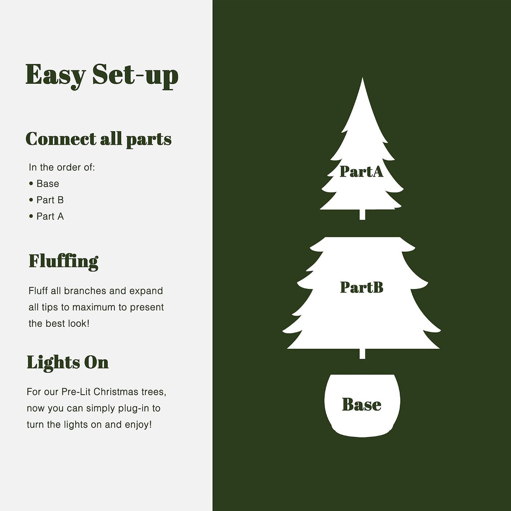 luxenhome 4ft small christmas tree, prelit slim potted, side view