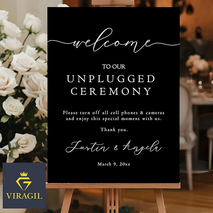 Unplugged Ceremony Wedding Yard Sign – Minimalist Outdoor Sign – Custom Name & Date – Acrylic or Plastic Board