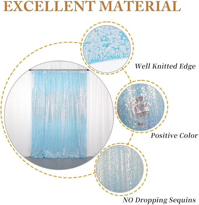 ShiDianYi Iridescent Aqua Sequin Backdrop for Photograph Birthday Backdrop Glitter Back Drop Aqua Blue Backdrop Curtain Christamas Mermaid Party (4FTx6FT)