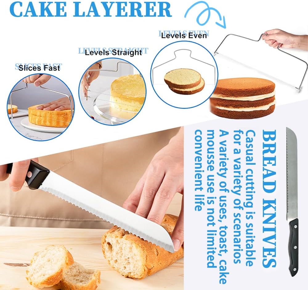 79PCS Cake Decorating Kit with Revolving Cake stand Turntable for Beginner | Includes Piping Tips and Bags Set,Spatulas,Icing Comb Scraper,Leveler,Cake Tool Baking Supplies