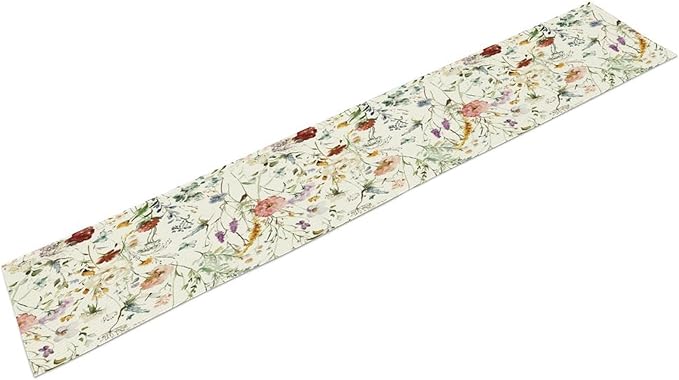 Floral Butterfly Table Runner,Rustic Colorful Flower Botanical Watercolor Pattern Print Burlap for Hotel Indoors Outdoor Dining Room Kitchen Holiday Party, 13x70in