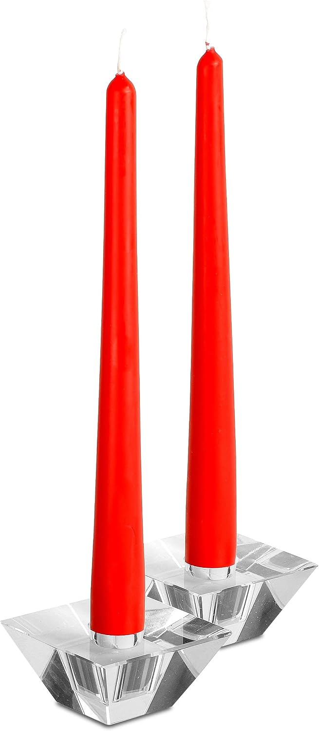 Hyoola 12 Pack Tall Red Taper Candles - 10 Inch Red Dripless, Unscented Dinner Candle - Paraffin Wax with Cotton Wicks - 8 Hour Burn Time