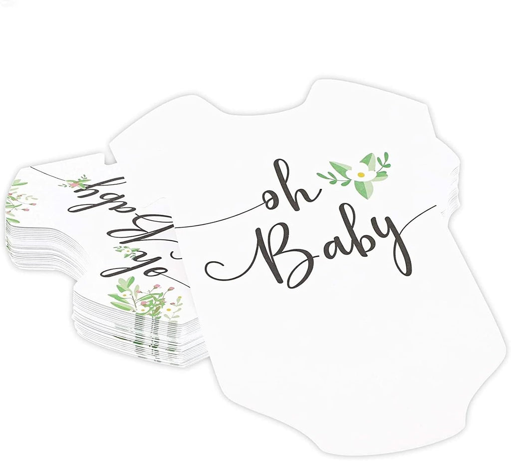 Sparkle and Bash Baby Prediction Cards - 5 x 7 in, Pack of 50, Black White Pink Floral - Baby Shower Predictions & Advice Cards for Parents-to-Be