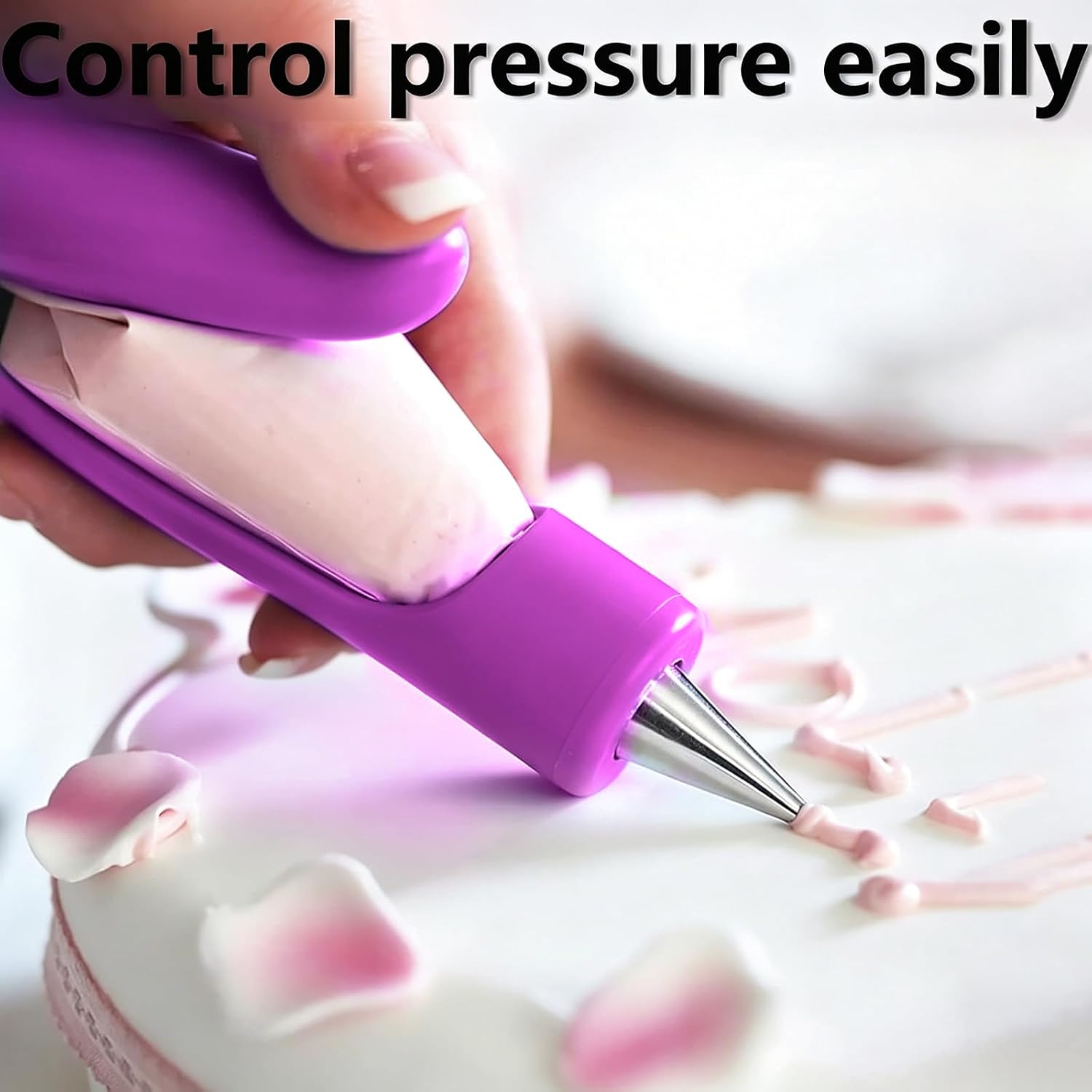 Cake Decorating Pen Tool Kit Pastry Bag DIY Cake Deco Tools Kit Pastry Icing Pen Piping Kit Bags(Purple)