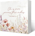 Girl Nursery Christian Room Decor For Baby Girls, Wildflower Flower Nursery Bible Verse Floral Wooden Box Desk Decor for Room Baby Girl Gift 5x5 Inch