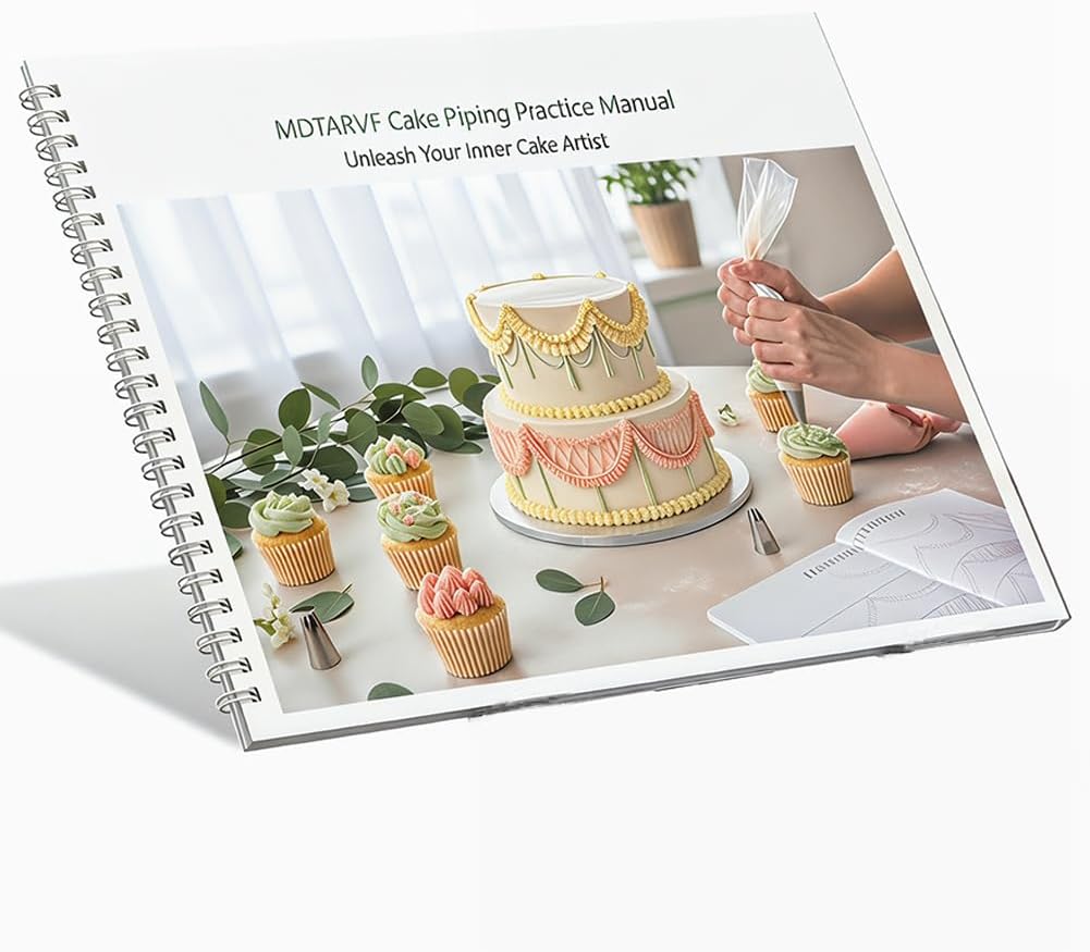 Upgraded Cake Practice Decorating Board Thickened Waterproof, 23 Sheets Icing Piping Nozzles Practice Drawings Cake Decorating Kit Baking Supplies for Beginner Home Baker