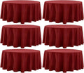 Round Tablecloth 120 Inch Tablecloth 6 Pack Red Table Cloths Washable Decorative Linen Polyester TableClothes Cover for Dining Table Banquets Buffet Parties and Wedding