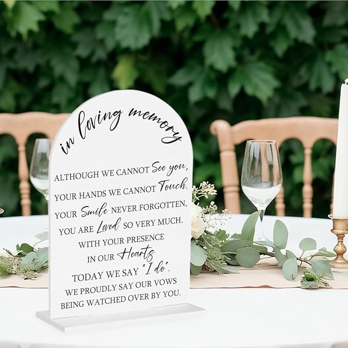 In Loving Memory Wedding Sign, Wedding Engagement Bridal Shower Baby Shower Reception Event Party Table Desk Acrylic Decor