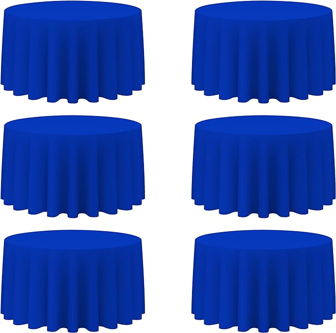 BRILLMAX 6 Pack Royal Blue Round Tablecloths 120 Inch - Circle Bulk Linen Polyester Fabric Washable Table Cloth Cover for Wedding Reception Banquet Birthday Party Buffet Restaurant