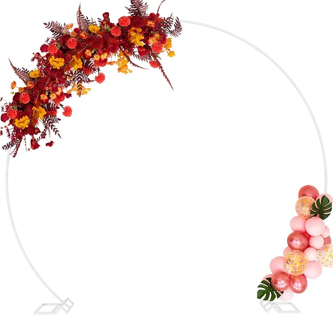 Wokceer Wedding Arch 8.5FT Round Backdrop Stand Metal Circle Balloon Arch Frame Stand for Wedding Ceremony Birthday Party Bridal Shower Anniversary Candy Tables Decoration