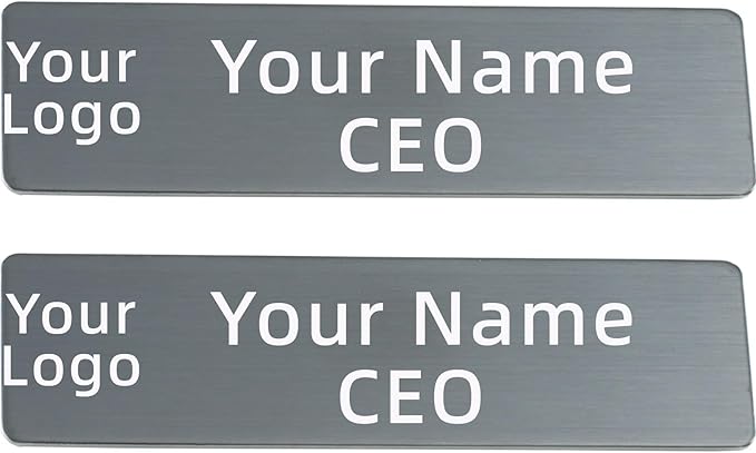2pcs Stainless Steel Black Custom Name Tags with Pin or Magnet Adhesive Tape,Personalized Name Tags,Custom Metal Name Tag for Employee,Workers,Cops,Nurses,Doctors,Teachers(Black x 2)
