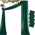 MLMC Emerald Green Wedding Arch Draping Fabric 4 Panels 29" x 20 FT Extra Long Gauze Drapes Sheer Backdrop Curtains 6.6 Yards Outdoor Drapery Panels for Wedding Ceremony Party Ceiling Decoration