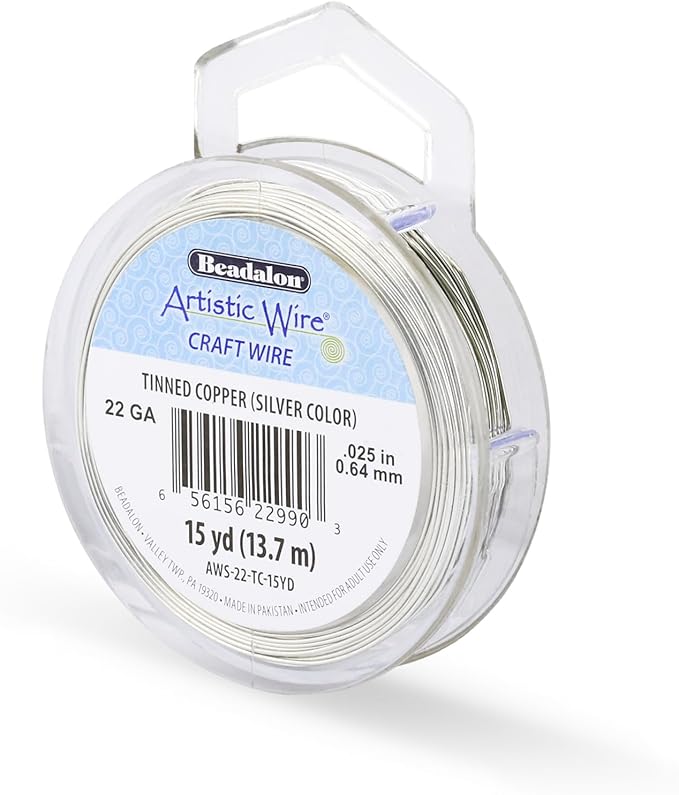 Artistic Wire, 22 Gauge Tarnish Resistant Tinned Copper Craft Wire, 15 yd