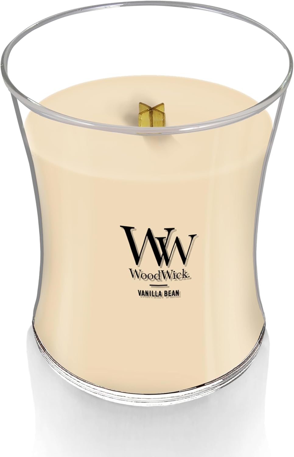 WoodWick Vanilla Bean Holiday Candle Gifts for Women and Men, 9.7 oz Medium Hourglass Candle with Crackling Wick