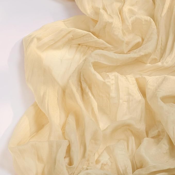Champagne Gold Cheesecloth Table Runner 6 Pack Fall Table Runners Boho Gauze 120 Inches Champagne Cheese Cloth Fall Table Decorations for Thanksgiving Wedding Bridal Baby Shower Parties