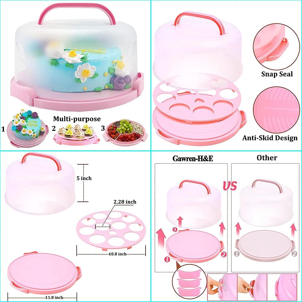 Gawren-H&E 678pcs Cake Decorating Kit,Baking Supplies with Decorating Tools,Cake Carrier,Cake Turntable,Piping Bags and 74 Tips,Springform Pans,Cake Decoratng Supplies Kit for Beginners/Professional