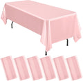 6 Packs Satin Tablecloth 57 x 108 Inch Rose Gold Rectangular Table Cloth Silk Tablecloth Smooth Fabric Overlay Satin Table Cover Decoration for Wedding Party Banquet Events