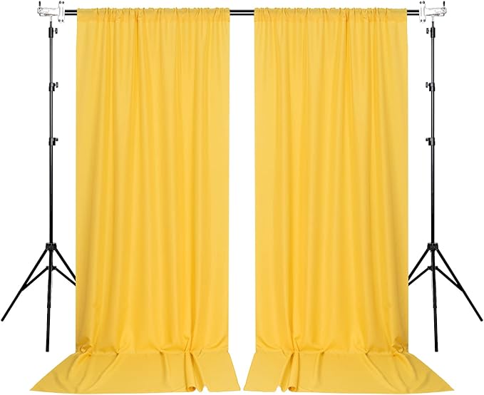 Yellow Backdrop Curtain for Parties Rod Pocket Yellow Curtains Photography Backdrop Drapes Privacy Fabric Spring Decoration for Birthday Party Wedding Baby Shower Home Decor, 5ft x 10ft, 2 Panels