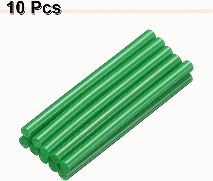 HARFINGTON 10pcs Hot Glue Sticks 0.28" Dia x 3.94" Long EVA Mini Hot Melt Adhesive Glue Stick for Hot Melt Gun Wood Plastic Glass Flowers Fabrics Foam, Deep Green